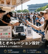 大型イベント飲食の見積内容を確認するためにノートパソコンと電卓を使って費用を整理している打ち合わせ風景