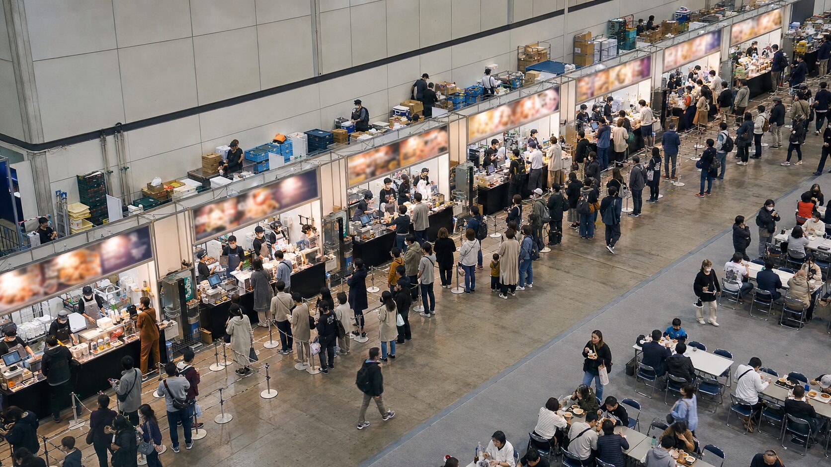 大型イベントの飲食ブースにおける厨房と受け渡し動線の設計