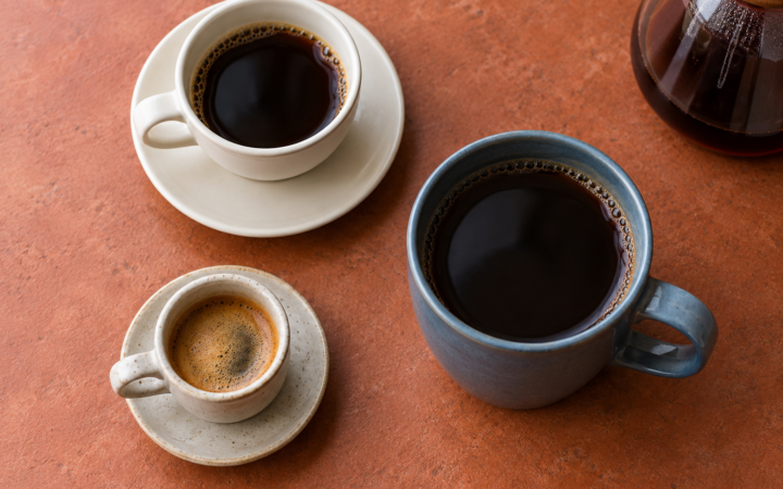 サイズの異なるコーヒーカップを上から見たイメージ