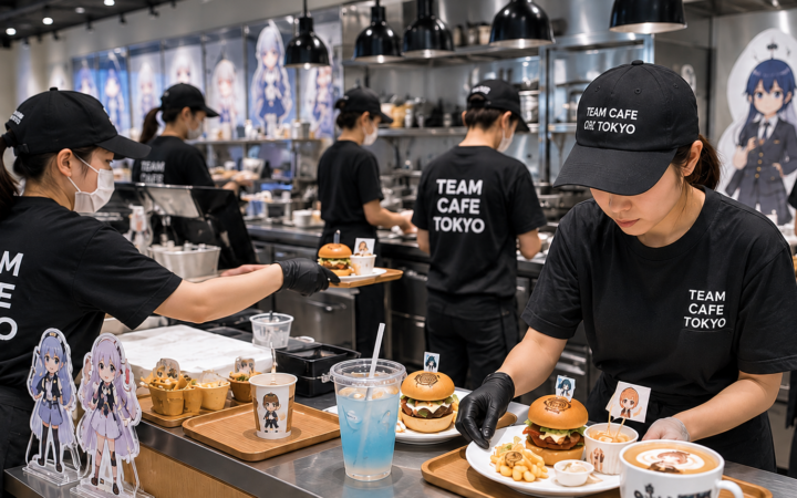 TEAM CAFE TOKYOスタッフがコラボカフェで調理・盛り付け・提供を行う運営風景