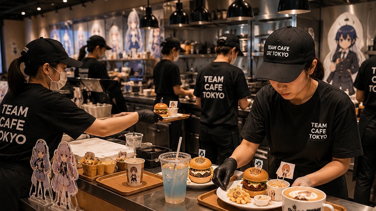TEAM CAFE TOKYOスタッフがコラボカフェで調理・盛り付け・提供を行う運営風景