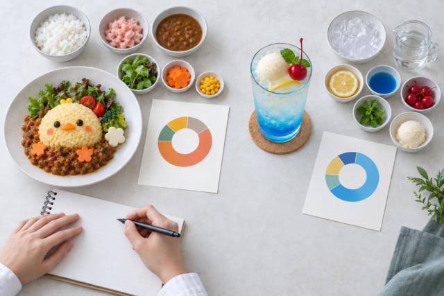 料理とドリンクの原価構成を並べて確認する商品別の比較