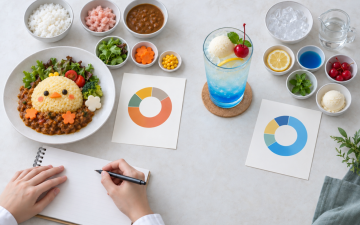 料理とドリンクの原価構成を並べて確認する商品別の比較