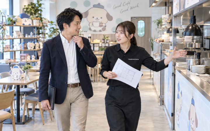会場で企画側と運営担当者が依頼範囲をすり合わせる様子