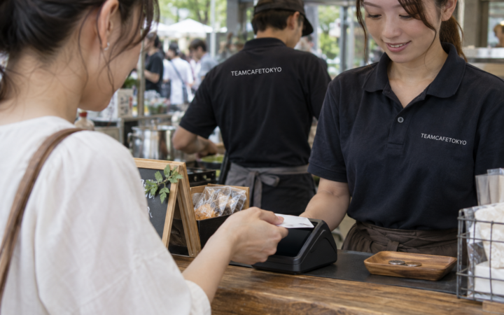 フードカウンターでのキャッシュレス決済(AI生成イメージ)